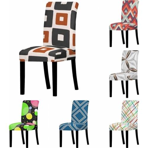 Geometry Chair Cover Dining Elastic Lines Dots Chair Cases Spandex Stretch Office Seat Case Anti-dirty Removable Home Decoration