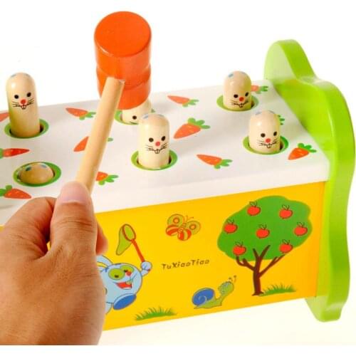 Children Wooden Whack-a-mole Kids Percussion Wood Toys Parent-child Interaction Kids' Floor Game Homeschool Supplies Educational