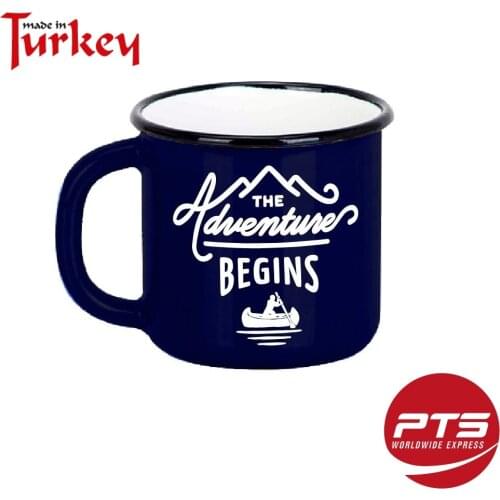 The Adventure Begins Enamelware Enamel Survival Cup Mug Blue Tableware Camping Cooking Hiking Picnic Water Coffee Tea Outdoor