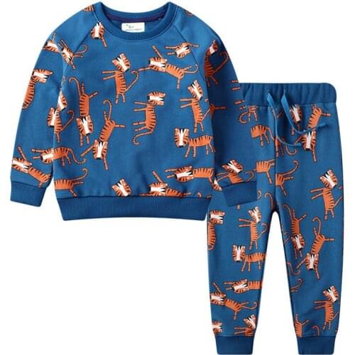Funnygame New Arrival Animals Print Boys Clothing Sets Cotton for Autumn Winter Kids Outfits Pullover Tops + Pants Cartoon Set