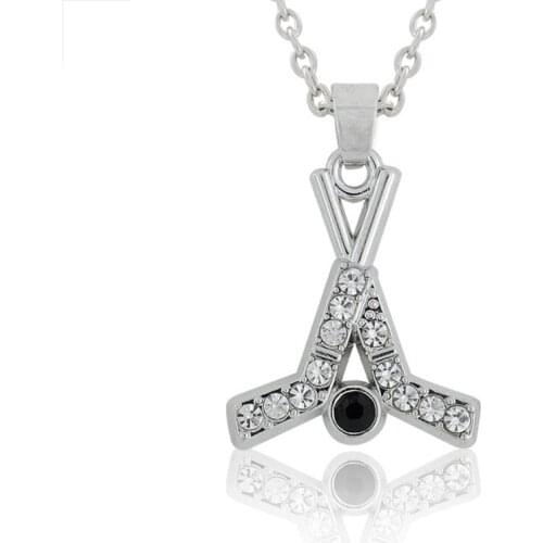 Hockey Sports Pendant Necklace Men Women Team Jewelry Crystal Hockey Lacrosse Souvenirs 5pcs/lot Wholesale