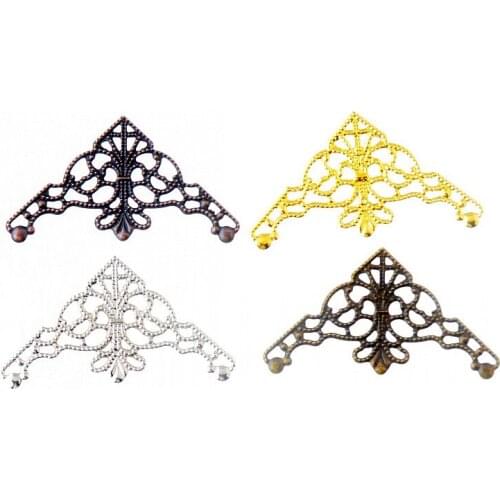 50pcs Filigree Wraps Connectors Metal Crafts Gift Decoration DIY Findings 4.8x2.6cm