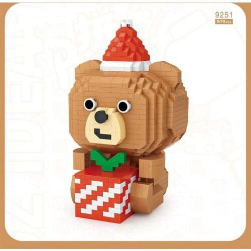 Lovely cartoon Christmas Bear santa micro diamond block nanobricks educational toys for children xmas gifts building brick