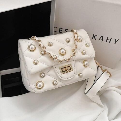 Fashion Pearl Womens Bags PU Casual Crossbody Bags For Women 2021 Casual Small Ladies Messenger Bag Designer Shoulder Bags