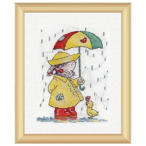 Cross Stitch Kit Precision Printing XT3 Cute Cartoon Umbrella Rabbit and Little Yellow Duck Childrens Bedroom Decoration
