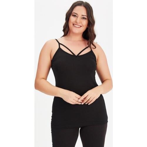 New Season Fashion Plus Size Neck V Stripe Cami Blouse Natural Viscose Soft Elastic Fabric