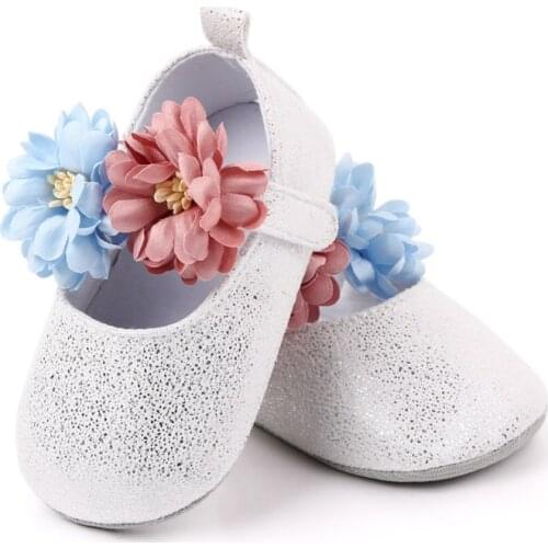 Newborn Infant Baby Girl Spring Shoes Soft Sole Crib Shoes Prewalker Toddler Anti-Slip Cute Flowers T tied First Walkers