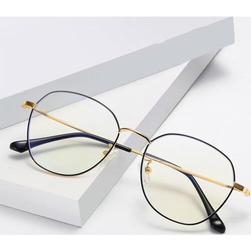OEYEYEO New Metal Round Anti Blue Light Eyeglasses Mens Simple Fashion Spectacles Frame Ladies Retro Art Myopia Eyewears