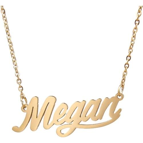 Megan Name Necklace Personalised Stainless Steel Women Choker 18k Gold Plated Alphabet Letter Pendant Jewelry Friends Gift