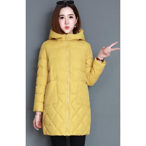 Hooded Coats women fashion parkas Solid color jacket Medium and long section women Autumn And Winter new Thicken warm jacket