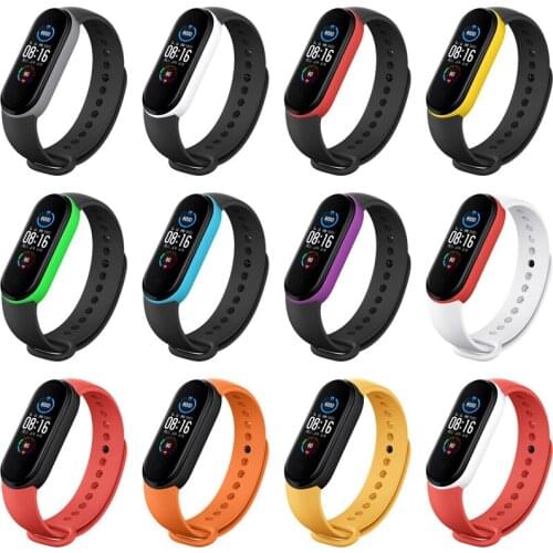 Suitable for Xiaomi bracelet 5 replacement wristband silicone replacement belt color two-color contrast color reverse buckle
