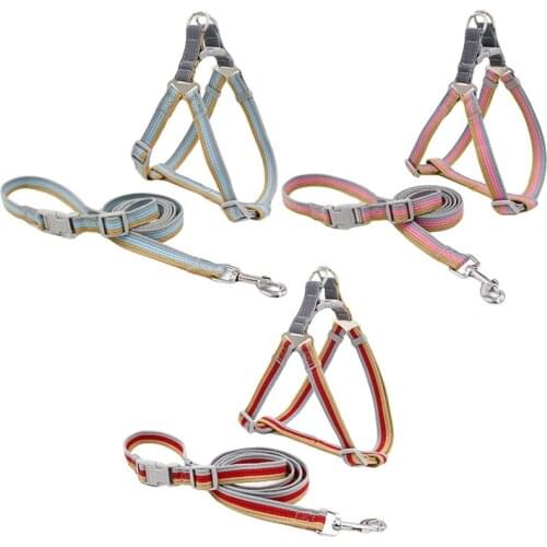 Pet Dog Harness Leash Set Adjustable Dog Vest Nylon Harness Outdoor Running Leash Strap Belt Traction Rope For Small Medium Dogs