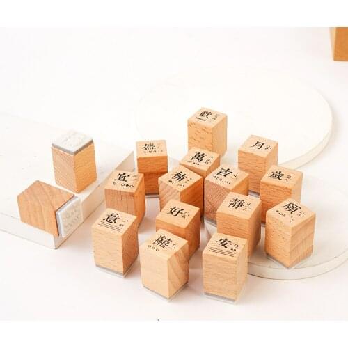 DIY Wooden Rubber Stamps Craft Standard Wooden Stamps Seal DIY Handmade with Box Stationery Office Supplies for Scrapbooking