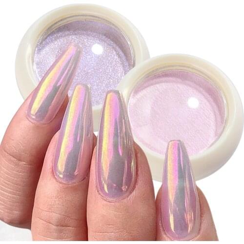 Solid Powder Nail Glitter Aurora Mirror Chrome Mermaid Pigment Holographic Rubbing Dust Nail Art Decorations Manicure TRG01-06-2
