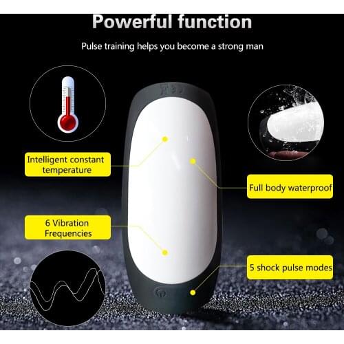 Adult Sex Toys for Men Penis Delay Trainer Vibrator Automatic Telescopic Male Masturbator Cup Heating Oral Blowjob Sex Machine