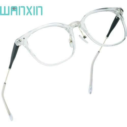 WANXIN Blue Light Blocking Glasses,Computer Round Reading Glasses,Transparent Lens