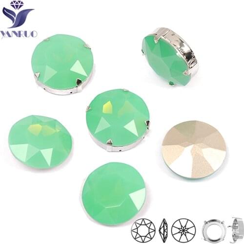 YANRUO 1201 Rivoli 27mm Pacific Opal Sew On Dress Sewing Rhinestones Diamond Pointback Strass With Claw Setting Jewelry Making