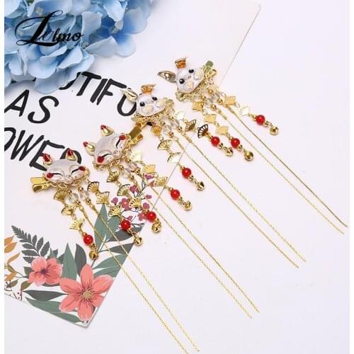 Japanese Anime Hair Headdress Fox Rabbit Tassel Step Shake Hairpin Cosplay Props Girl Clothes Accessories