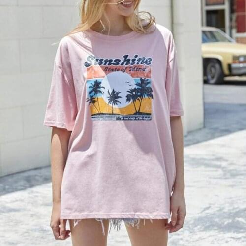 Kuakuayu HJN Sunshine State of Mind Tshirt Women Summer Palm Tree Graphic Tees Short Sleeve Tops Camisas Mujer Womens Clothing