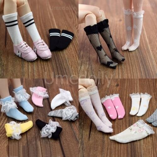 1Pair Various Style 1/6 Neoblythe Dolls Sport Socks for Blyth, Licca, Momoko, Barbies Knee Socks Clothes Outfits Accessories