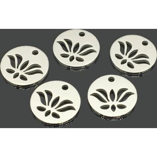 10pcs Yoga Chakra Lotus Stainless Steel Pendant New Stainless Steel Yoga Charm for DIY Necklace Bracelet Jewelry Making
