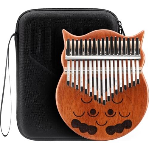 17Keys Kalimba Mahogany Wood Thumb Piano Finger Musical Instrument with Tuning Hammer Finger Protectors Gift Case Scale Sticker