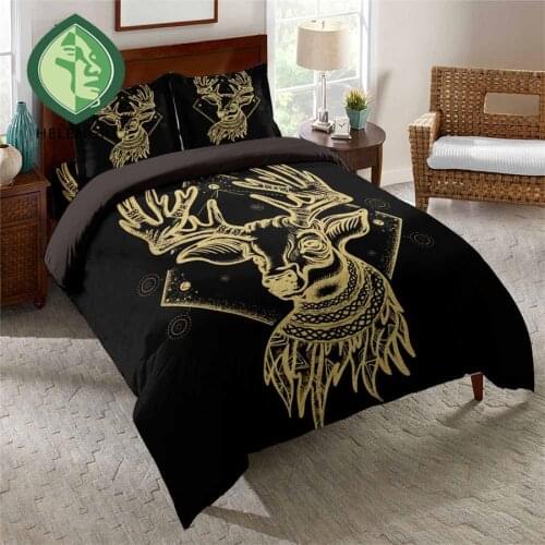 HELENGILI 3D Bedding Set Deer Print Duvet Cover Set Bedclothes with Pillowcase Bed Set Home Textiles #YC-344