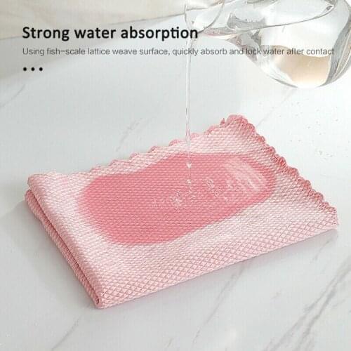 5pcs Home Washing Dish Cleaning Towel Housework Glass Cleaning Cloth Soft Special Fish Scale Wipes Absorbent 30*40cm