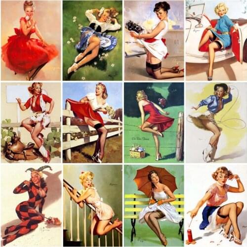5D diamond painting Cross Stitch Kits Mosaic gil elvgren“ Sexy girl”DIY Diamond Embroidery Square Full Rhinestone Decor