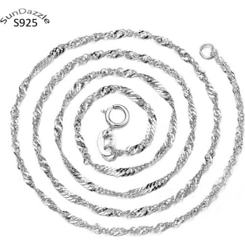 60cm Long Genuine 100% Real Pure Solid 925 Sterling Silver Necklace for Women Sweater Basic Chains Female Necklaces Fine Jewelry