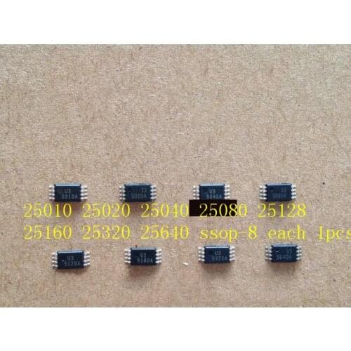 Automotive memory chip 8pcs/lot 25010 25020 25040 25080 25160 25128 25256 25320 25640 TSSOP-8 In Stock Chips Auto Car Flash ICs