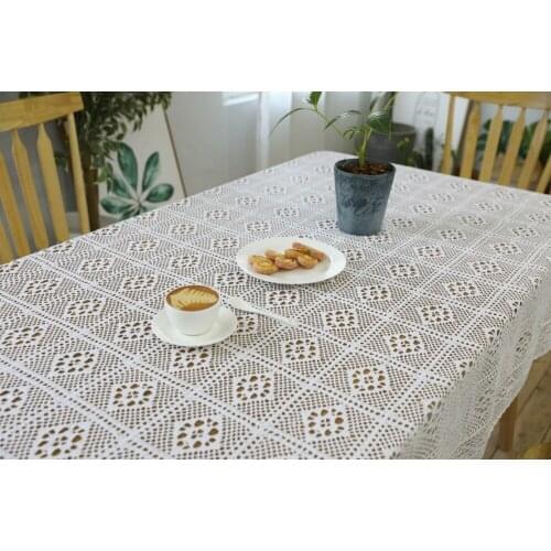 Mylb white Table Clothes For Wedding Rectangle Crochet Tablecloth Handmade Hollow Weaving Tables Cover Home Tables Decoration