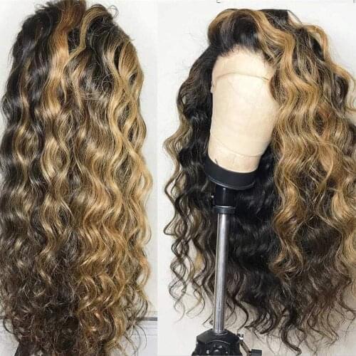 Brazilian Loose Deep Wave Lace Front Wigs Highlight Colored Lace Frontal Human Hair Wigs Pre-Plucked For Women