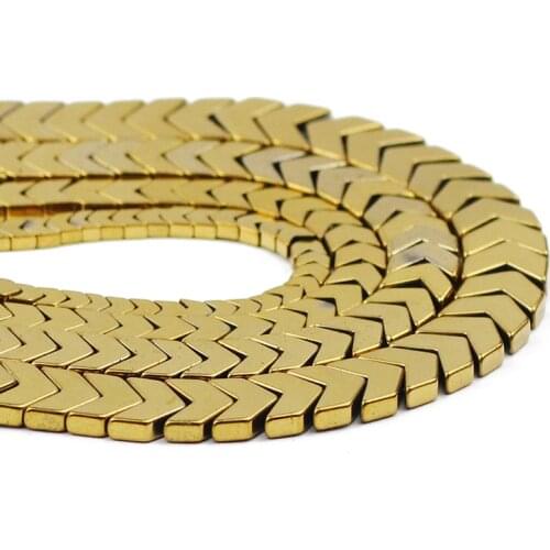 Gold Arrows Shape Hematite Natural Stone Handmade Spacers Charm Loose Beads For Jewelry Making Diy Bracelet Pendant 4/6/8/10mm