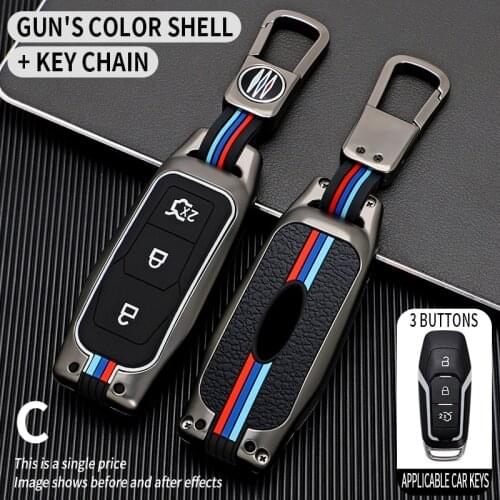 Car Remote Key Case Cover Holder Shell For Ford Focus 3 4 ST Mondeo 5 MK5 Mustang F-150 Explorer Edge 2015-2018 Car Styling