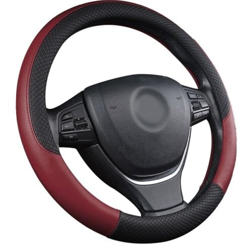Car Steering Wheel Cover Universal PU Leather Grip Cover Embossed Non-Slip Steering Wheel Cover Car Supplies