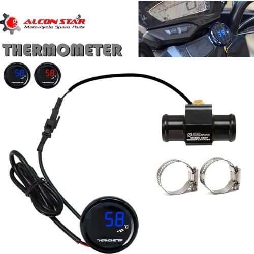 Alconstar- 22mm Motorcycle Temperature Gauge Digital LED Koso Water Temperature Gauge with Sensor Adapter for Yamaha NMAX TMAX
