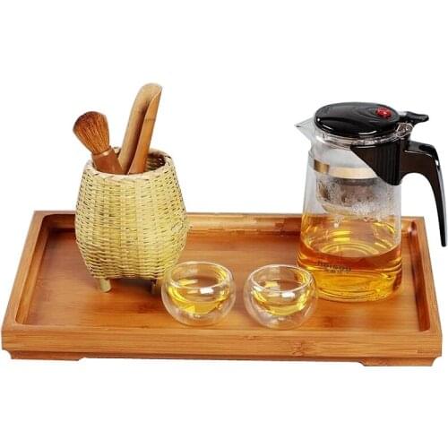 Wooden Serving Tray Kung Fu Tea Cutlery Trays Storage Pallet Fruit Plate Decoration 6 Sizes Japanese Food Bamboo Rectangular 28x