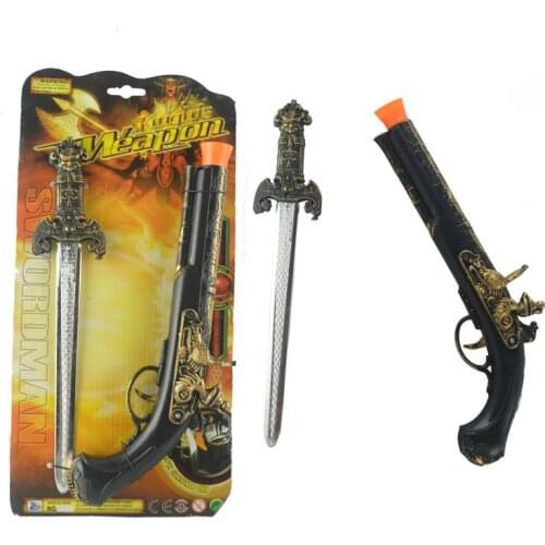 Childrens Toy Stall Hot Selling Plastic Weapons Equipment Props COS Equipment Plastic Pirate Gun Toy Sword Set Party Supplies
