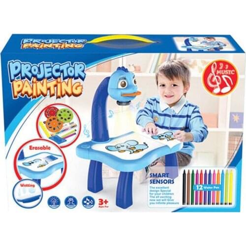 Trace and Draw Projector Toy Kids Drawing Projector Table Child Learning Desk with Smart Projector with Light Music DU55