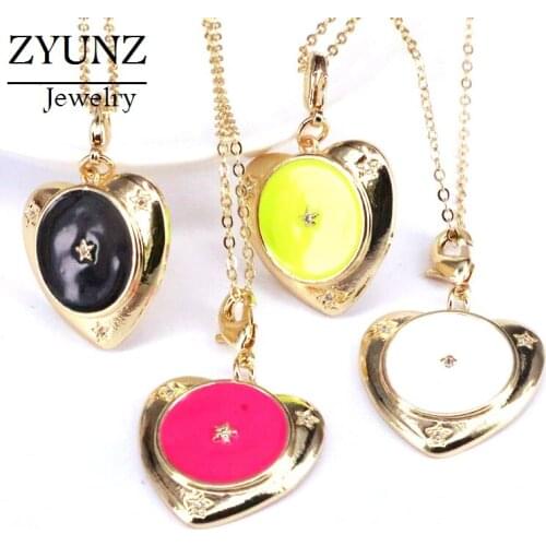 5PCS, Love Heart pendants enamel mix colors pendants necklace heart pendants necklace accessories for women