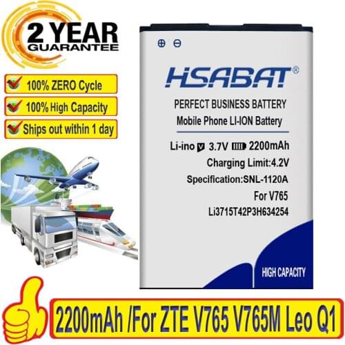 HSABAT 100% New 2200mAh Li3715T42P3H634254 Battery for ZTE V765 V765M Leo Q1 free shipping