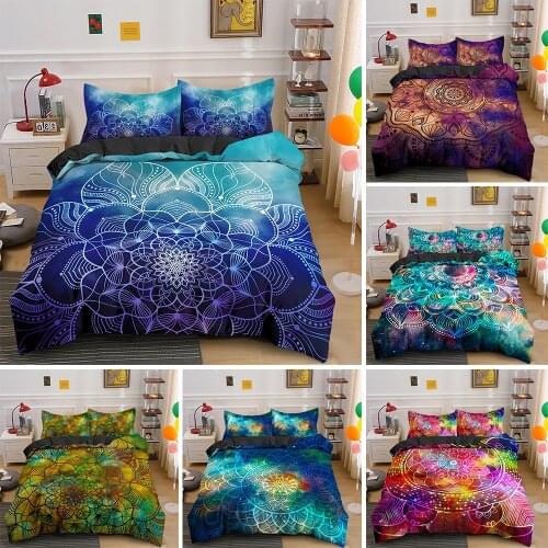 Boho Psychedelic Mandala Design Luxury King Bedding Set 2/3PCS With Pillowcase Duvet Cover Queen Comforter Sets Home Textile