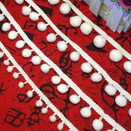 Lace Trim Ribbon 1-1.5cm Wide DIY Craft&Sewing Dress Clothing wedding Accessories white cotton small balls wh