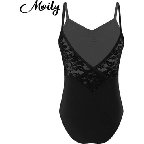 Sexy Ballerina Gymnastics Ballet Leotard for Girls Lace Splice Dance Wear Cotton Sleeveless Camisole Ballet Leotards Bodysuit