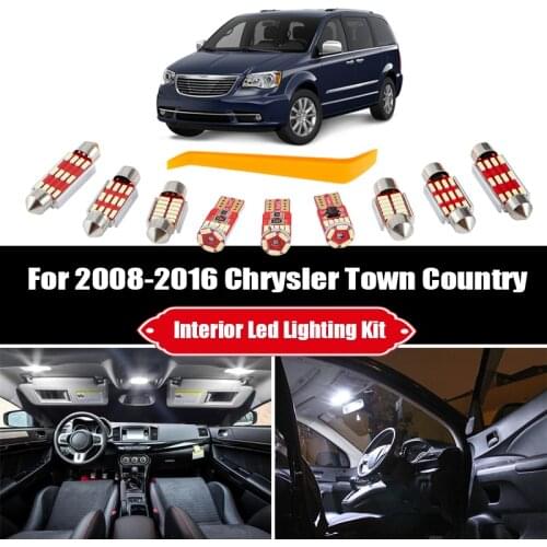 13 Bulbs For Chrysler Town Country 2008-2013 2014 2015 2016 White Canbus Interior LED Car Light Kit Map Dome License Lamp