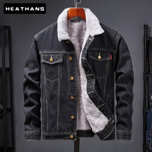 Mens Denim Jackets Male Winter Plus Velvet Thicken Warm Denim Jacket Mens Korean Youthful Long Sleeved Jean Jackets Outer Wears