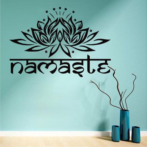 Wall Decal Yoga Lotus Flower Wall Sticker Yoga Namaste Style Wall Mural Mandala Buddha Symbol Quote Sticker Home Decor YJ13