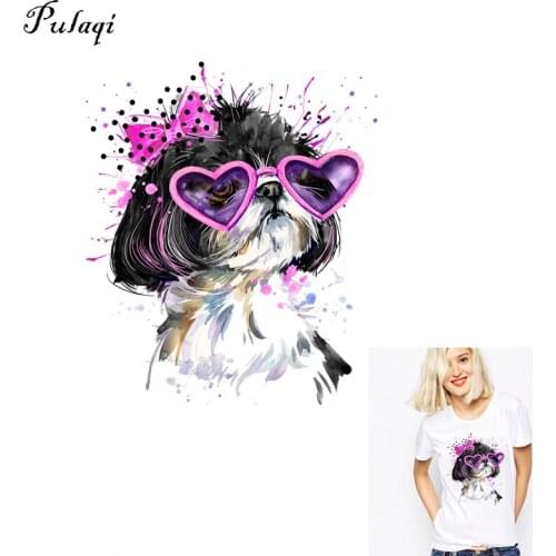 Pulaqi Dog Patch Clothes Stickers Lion Animal New Heat Transfer Patches Thermal Press Vinyl Painted Jeans For Clothing B