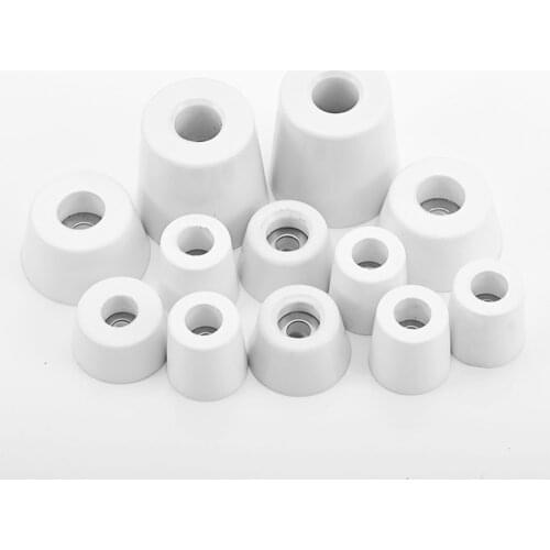 4pcs O/D 13mm To 50mm White Rubber Machine Foot Pad Feet With Steel Washer Non-slip Furniture Table Conical Protector